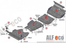 Защита алюминиевая Alfeco для радиатора, редуктора переднего моста, КПП и раздатки Mitsubishi Pajero Sport III 2016-2021